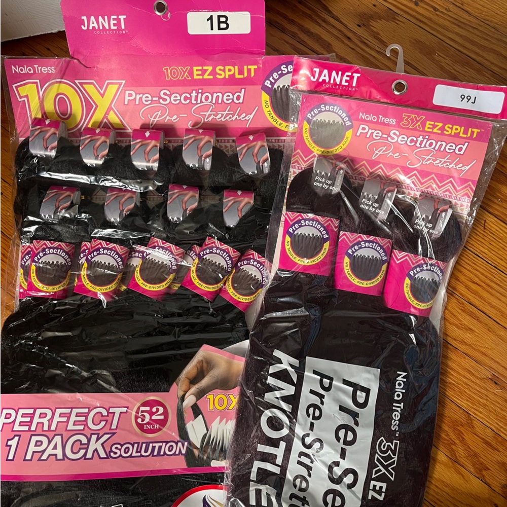 Janet NolaTress Pre-Sectioned Knotless Braiding Hair - 1B Black & 99j burgundy